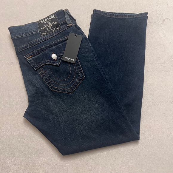 True Religion Men's Size 36X32 Relaxed Straight Dark Blue Denim   MSRP $149.00 - Picture 1 of 11